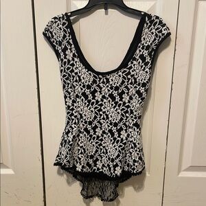 Black and White Embroidered Top